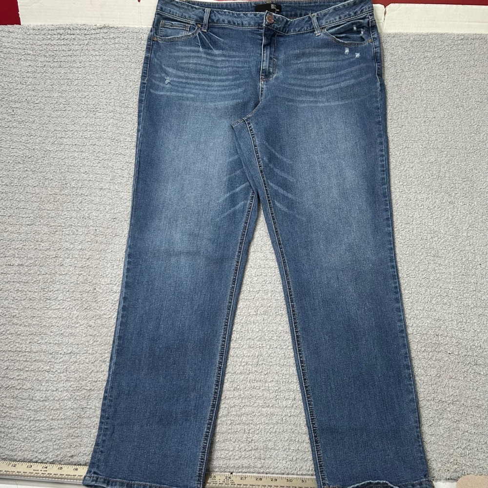 1822 Denim Jeans Straight Leg 14/32 Blue Medium Wash Casual Classic Stretch